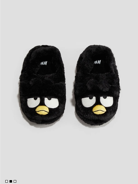 H&M Other - Badtz-Maru 
H&M Black Plush Kids Slip-On Character Slippers with Yellow Beak